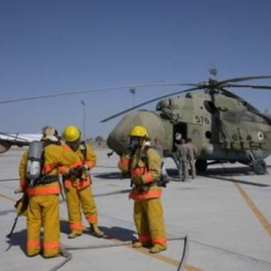 Kandahar Airfield Fire Dept takes part in a Mi-17 Exercise