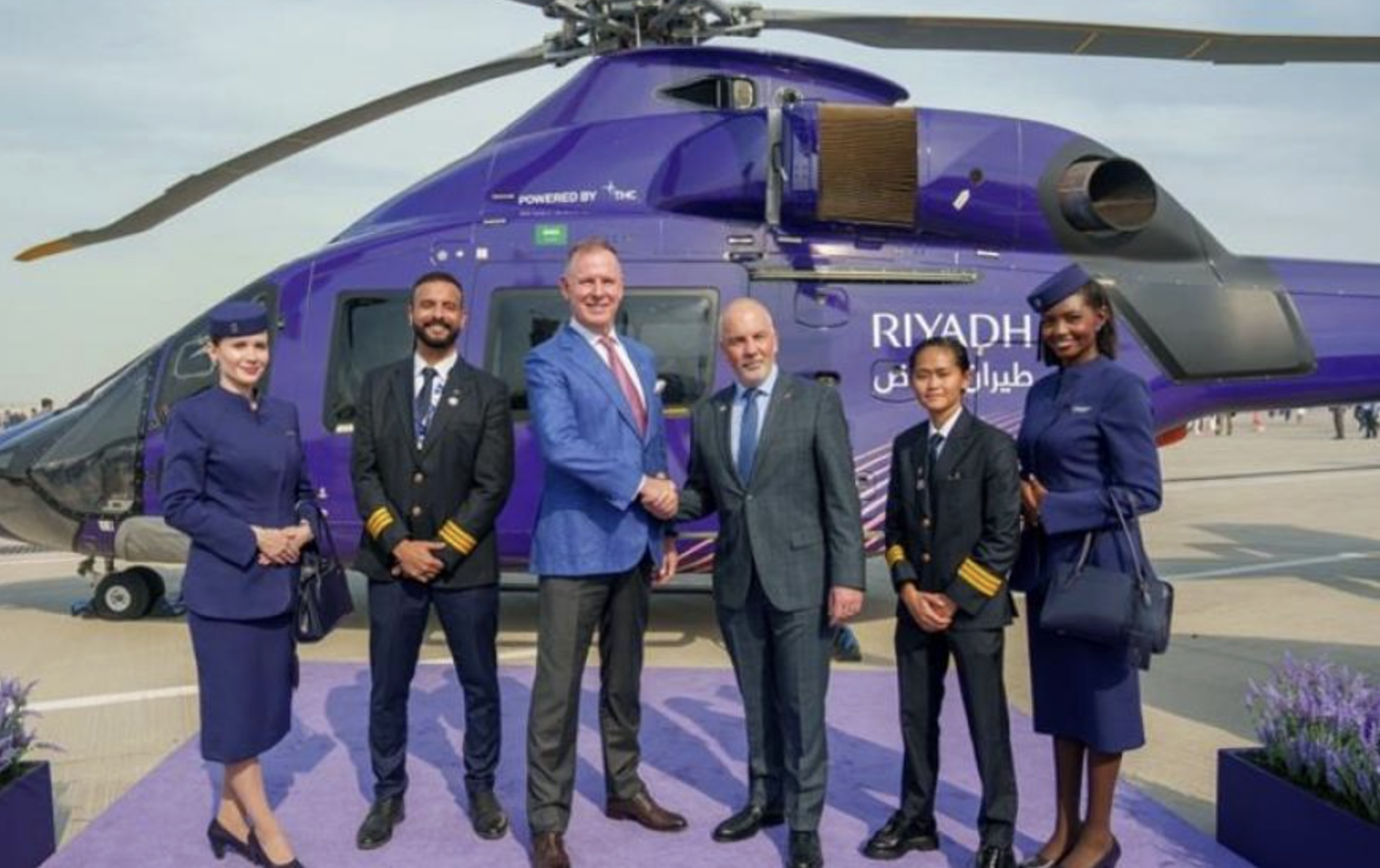 THC rebrands an H160 in Riyadh Air colours to launch new partnership